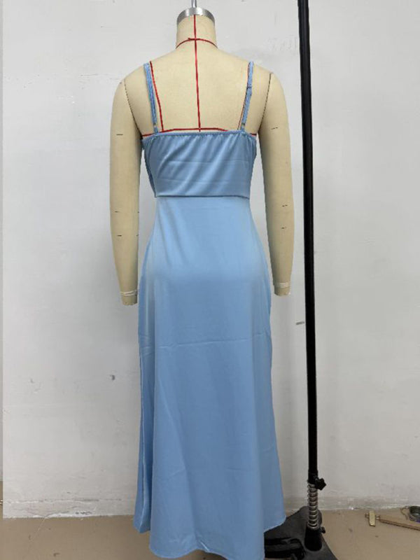 Chic Satin Cowl Neck Midi Dress