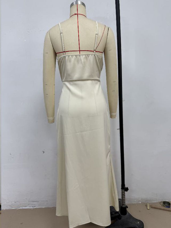 Chic Satin Cowl Neck Midi Dress