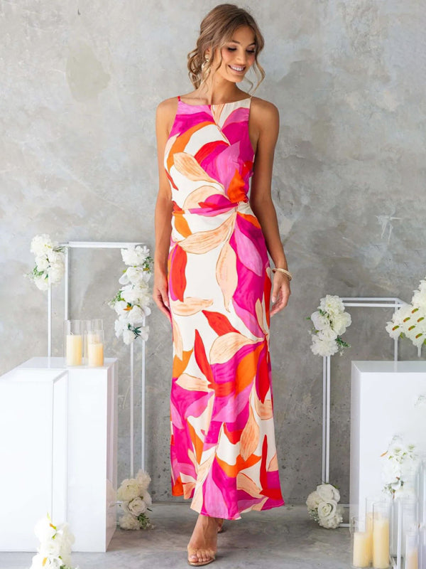 Romantic Floral Sleeveless Maxi Dress