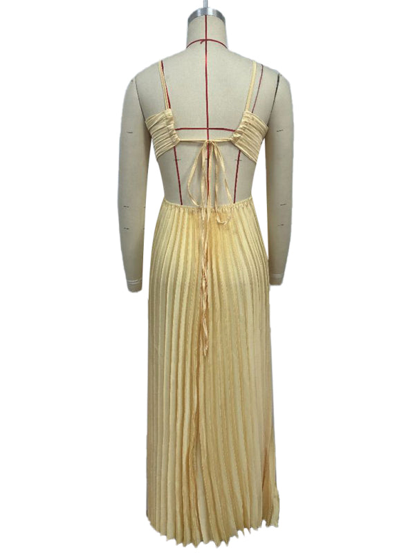 Chic Sweetheart Pleated Maxi Dress