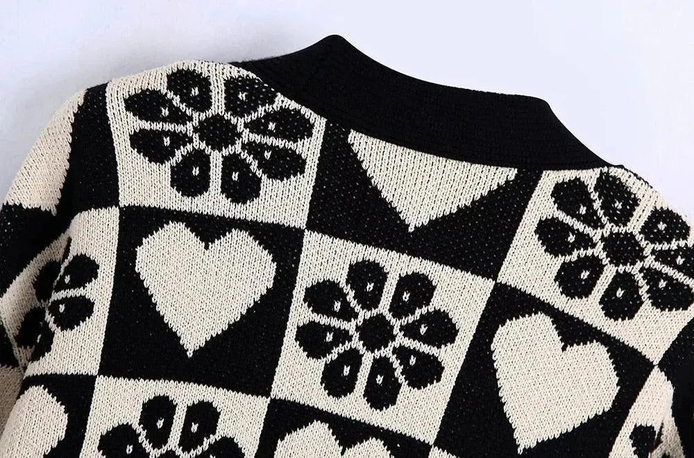 Jacquard Loose Cardigan Sweaters For Women - Cardigan Sweater - LeStyleParfait