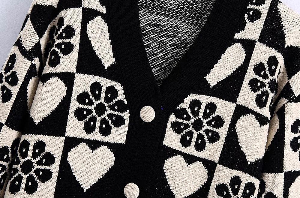 Jacquard Loose Cardigan Sweaters For Women - Cardigan Sweater - LeStyleParfait