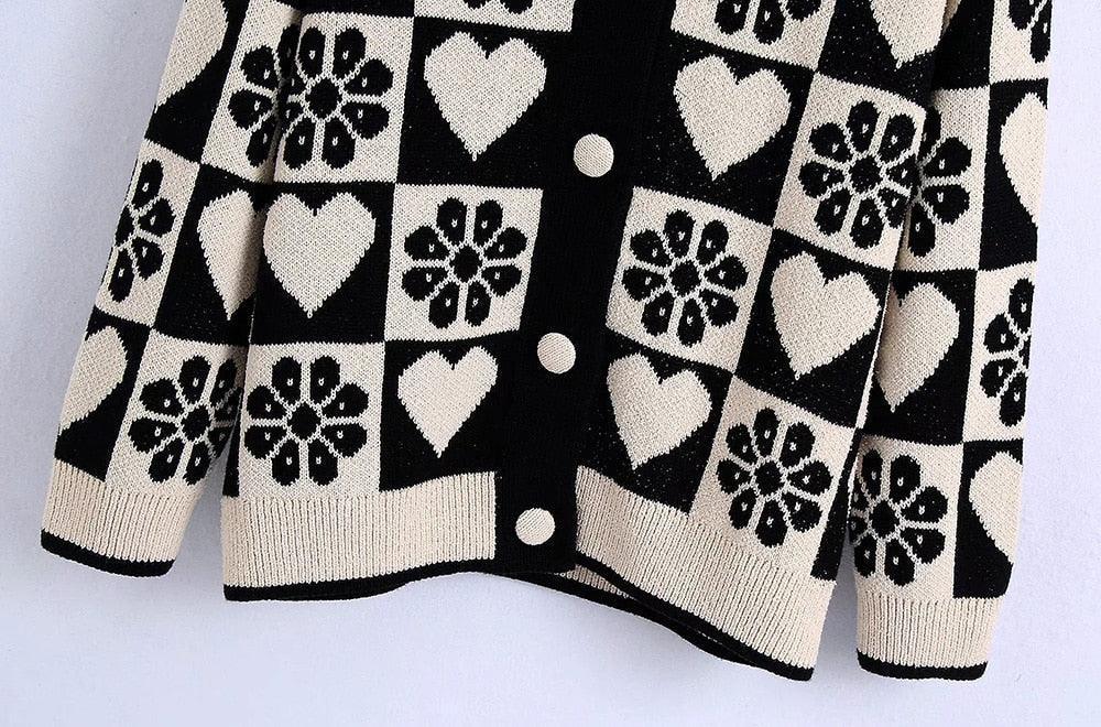 Jacquard Loose Cardigan Sweaters For Women - Cardigan Sweater - LeStyleParfait