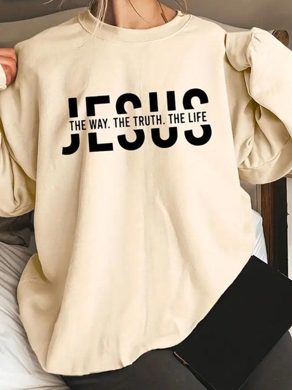 JESUS Print Women Sweatshirt - Women Sweatshirt - LeStyleParfait