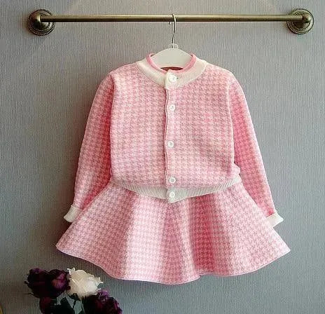 Kids Clothing Set Girls Checked Skirt Suit - Kids Clothing Set - LeStyleParfait