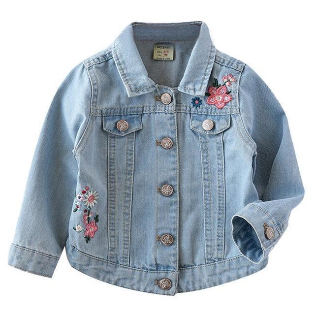 Kids Denim Jacket Floral Fashion Jacket - Trench Coat - LeStyleParfait