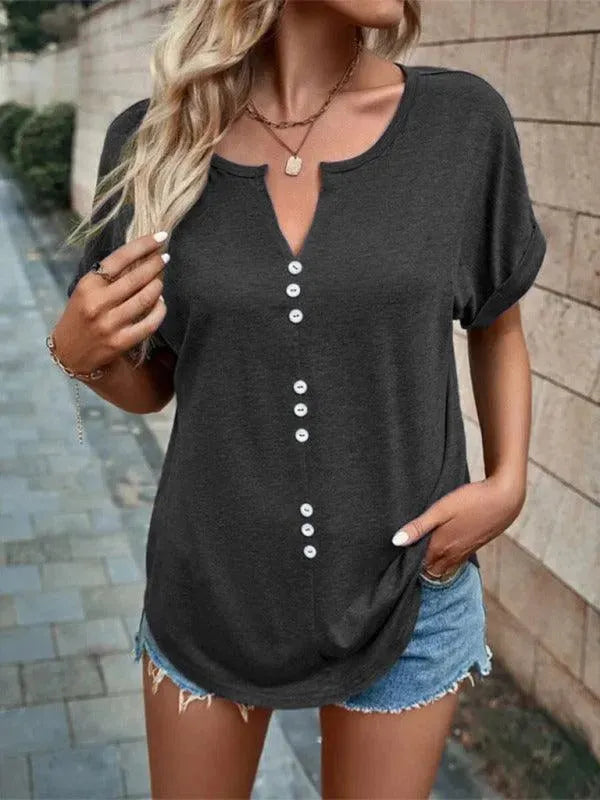 Knitted Casual V-Neck Top - Women Tops - LeStyleParfait