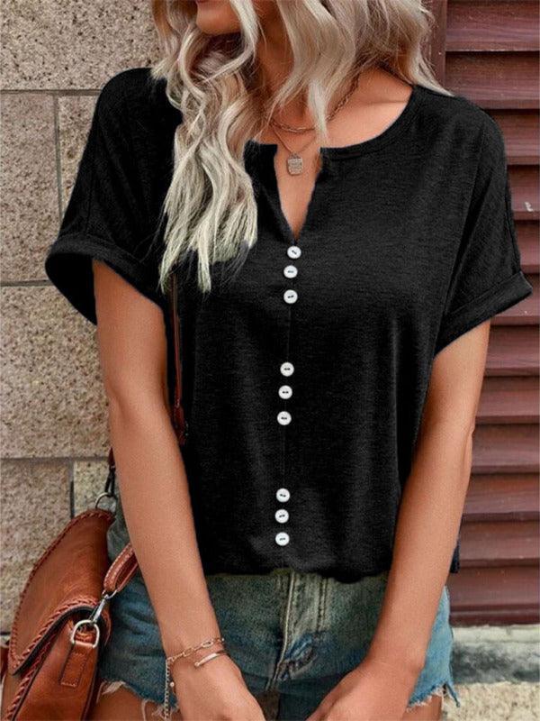 Knitted Casual V-Neck Top - Women Tops - LeStyleParfait