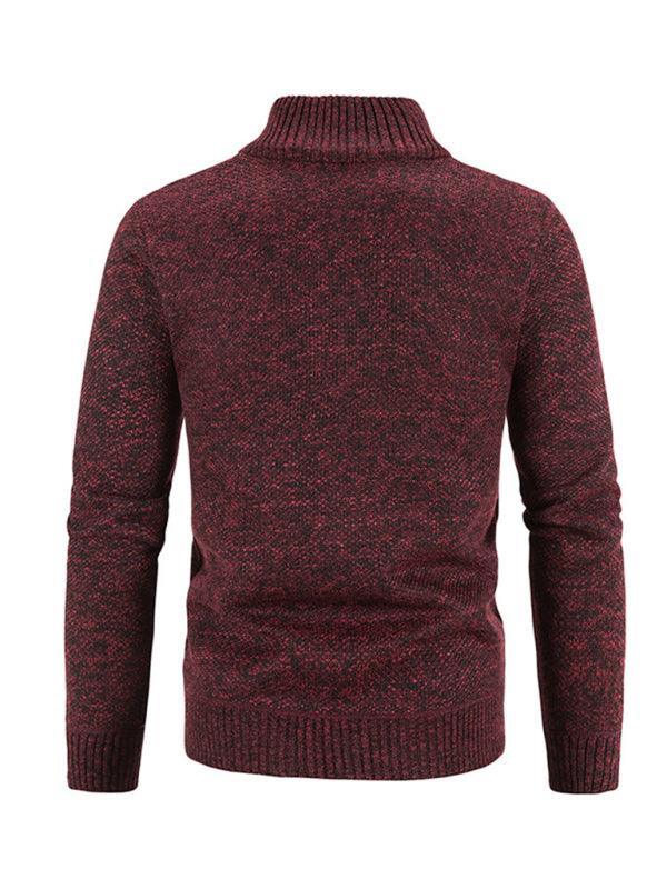 Knitted Collar Stand Men Cardigan - Cardigan Sweater - LeStyleParfait