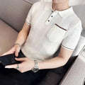 Knitted Lapel Short Sleeve Men Polo Shirt-Polo Shirt-LeStyleParfait