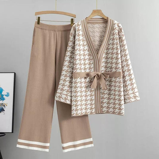 Knitted Loose Cardigan Women Pants Sweater Set - Clothing Set - LeStyleParfait