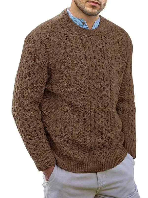 Knitted Round Neck Cable Men Pullover Sweater - Pullover Sweater - LeStyleParfait