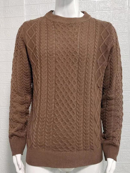 Knitted Round Neck Cable Men Pullover Sweater - Pullover Sweater - LeStyleParfait