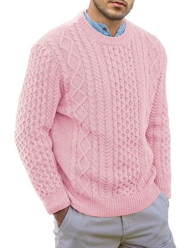 Knitted Round Neck Cable Men Pullover Sweater - Pullover Sweater - LeStyleParfait