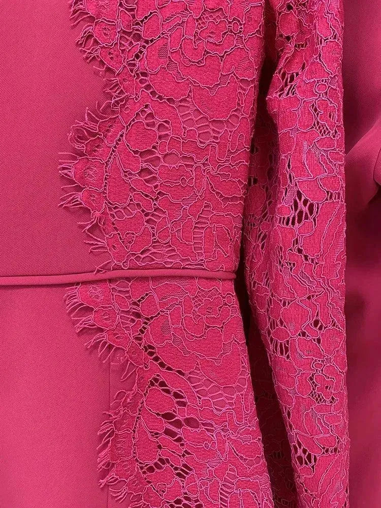 Lace Patchwork Women Pant Suit, Flared Pants - Pantsuit - LeStyleParfait