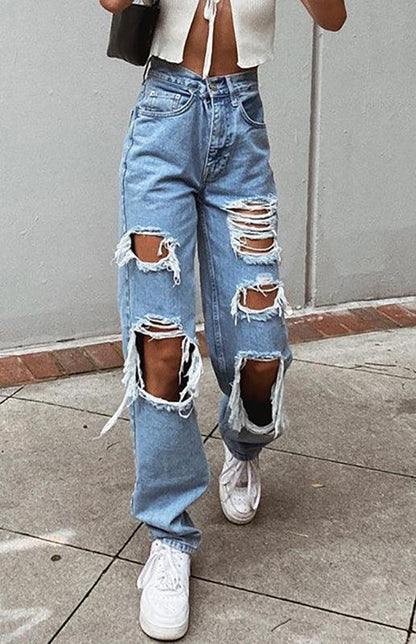 Ladies Ripped Denim Jeans - Women Jeans - LeStyleParfait