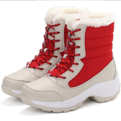 Ladies Trendy Fur Lace Up Snow Ankle Boots - Snow Boots - LeStyleParfait