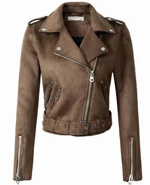 Lady Biker Suede Leather Jacket - Leather Jacket - LeStyleParfait