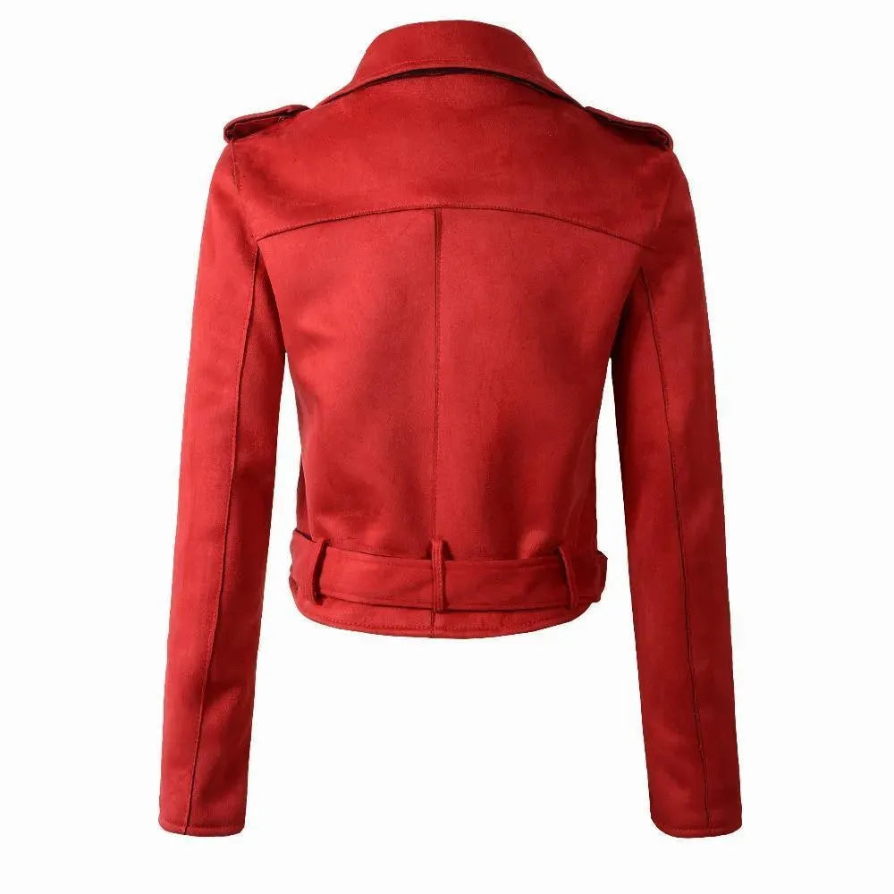 Lady Biker Suede Leather Jacket - Leather Jacket - LeStyleParfait