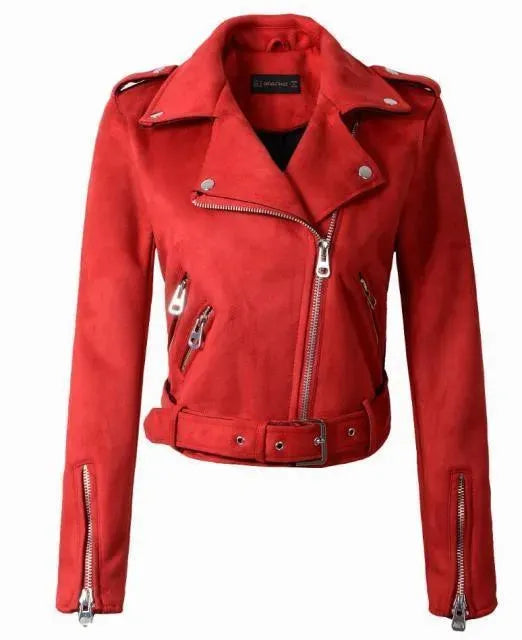 Lady Biker Suede Leather Jacket - Leather Jacket - LeStyleParfait
