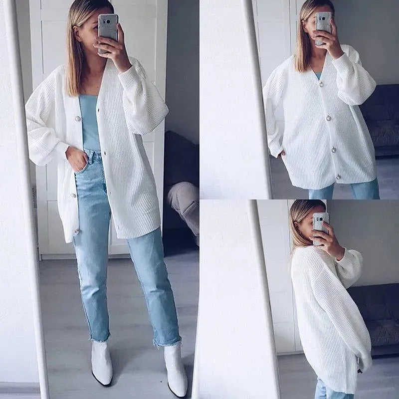 Lantern Sleeves Cardigan Sweaters - Cardigan Sweater - LeStyleParfait