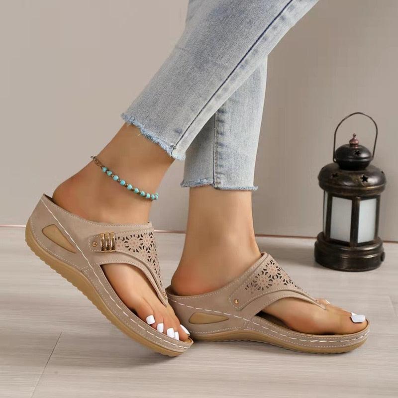Layered Leather Wedge Sandals - Wedge Shoes - LeStyleParfait