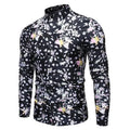 Leaf Print Slim Fit Casual Shirt For Men - Long Sleeve Shirt - LeStyleParfait