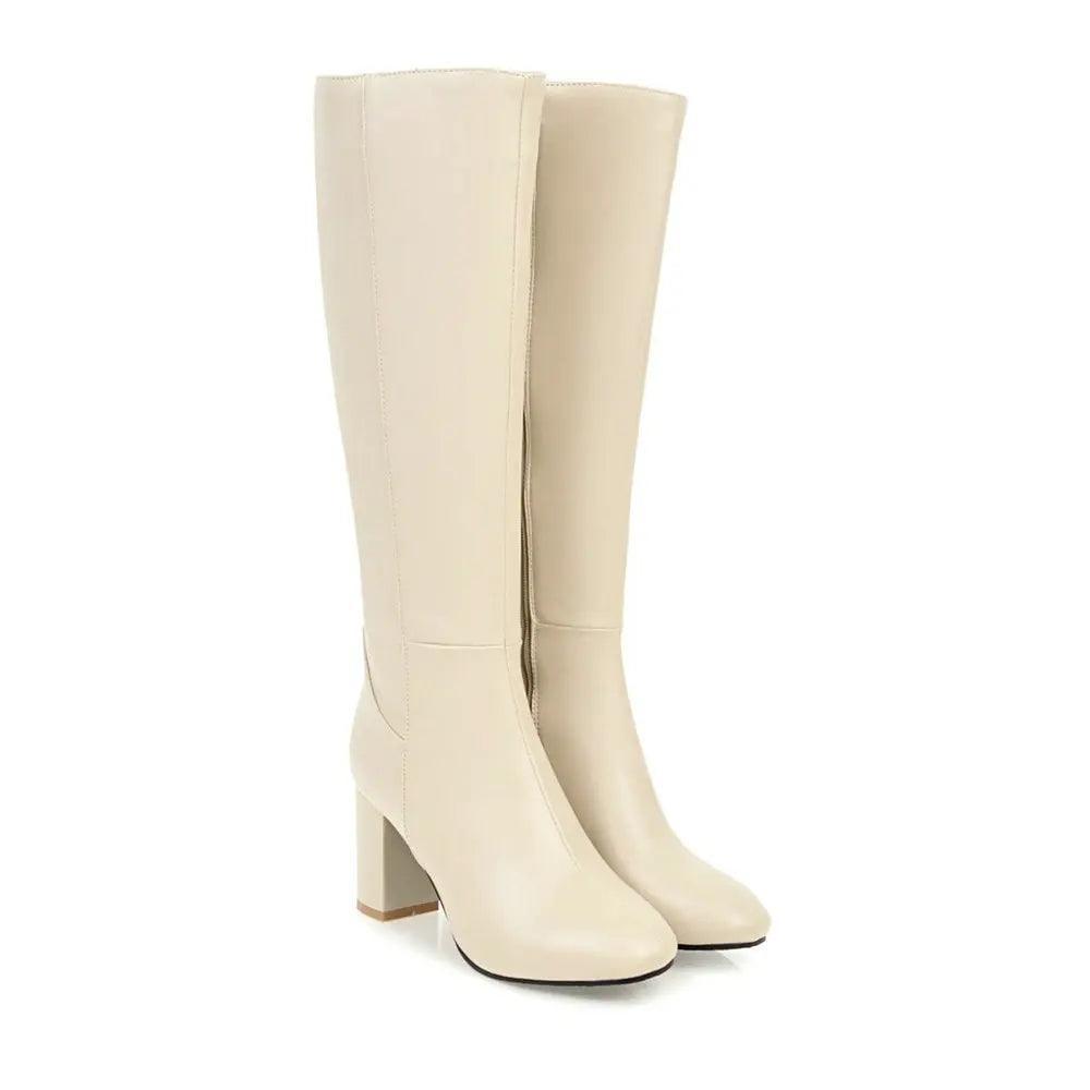 Leather High Heeled Knee High Women Boots - Knee High Boots - LeStyleParfait
