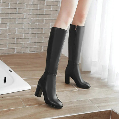 Leather High Heeled Knee High Women Boots - Knee High Boots - LeStyleParfait