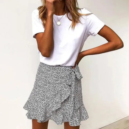 Leopard Print Wrap Mini Skirt-Women's Skirt-LeStyleParfait