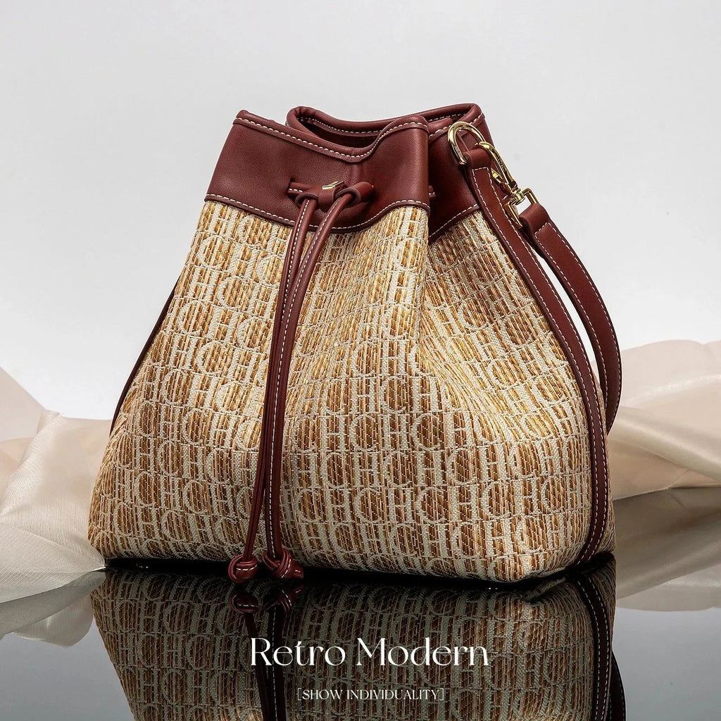 Letters Drawstring Bucket Shoulder Bag - Shoulder Bag - LeStyleParfait