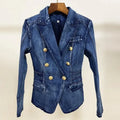 Lion Buttons Denim Blazer Women - Casual - Plain-Solid - Denim Blazer - LeStyleParfait