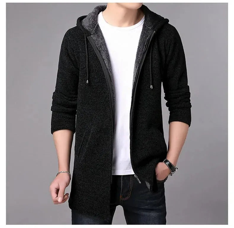 Long Hooded Cardigan Sweater For Men - Cardigan Sweater - LeStyleParfait
