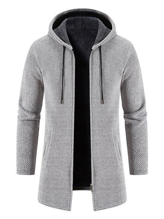 Long Hooded Zipper Men Cardigan Sweater - Cardigan Sweater - LeStyleParfait