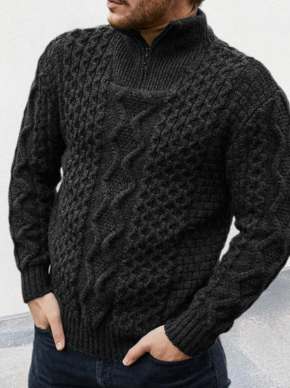 Long Sleeve Cable Turtleneck Men Sweater - Pullover Sweater - LeStyleParfait