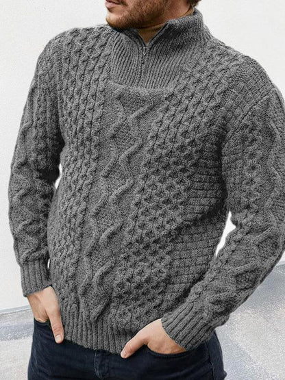 Long Sleeve Cable Turtleneck Men Sweater - Pullover Sweater - LeStyleParfait