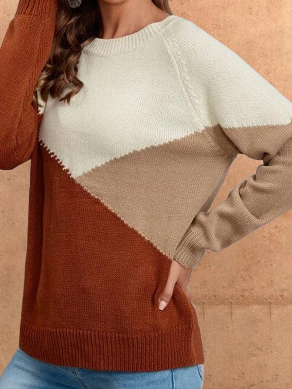 Long Sleeve Multicolor Women Sweater Top - Pullover Sweater - LeStyleParfait