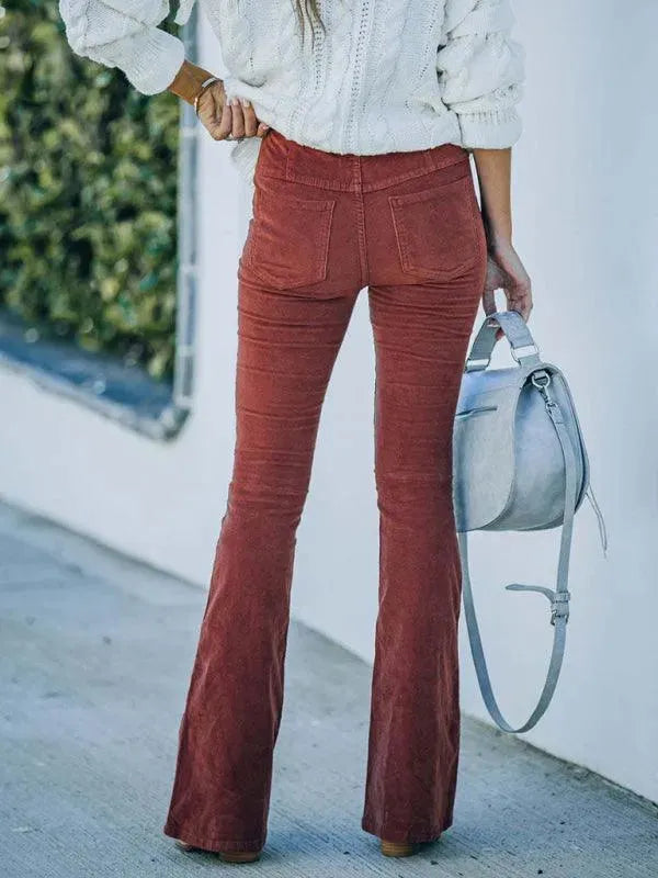 Loose Corduroy Flared Women Pants - Women Pants - LeStyleParfait