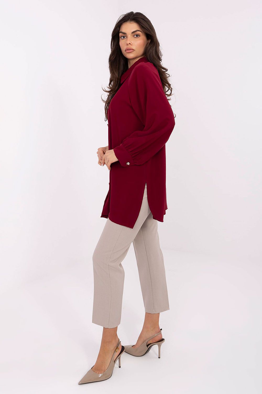 Loose Long Tunic Office Shirt-Women's Shirts-LeStyleParfait