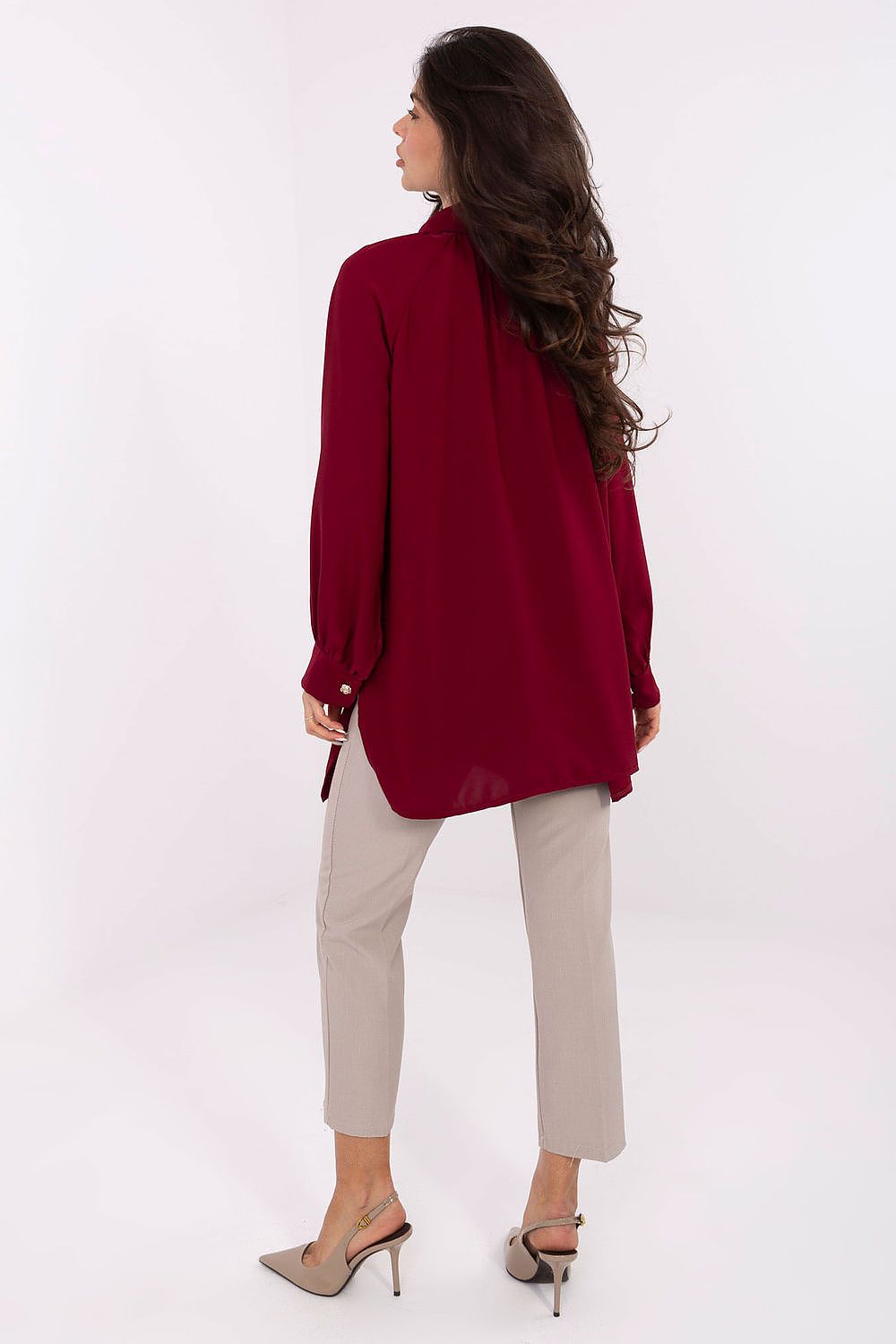 Loose Long Tunic Office Shirt-Women's Shirts-LeStyleParfait