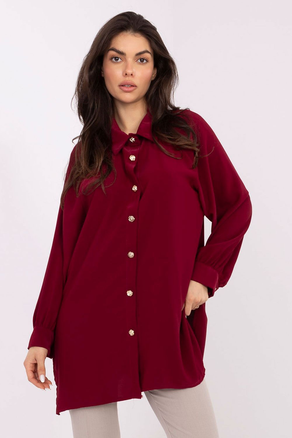 Loose Long Tunic Office Shirt-Women's Shirts-LeStyleParfait