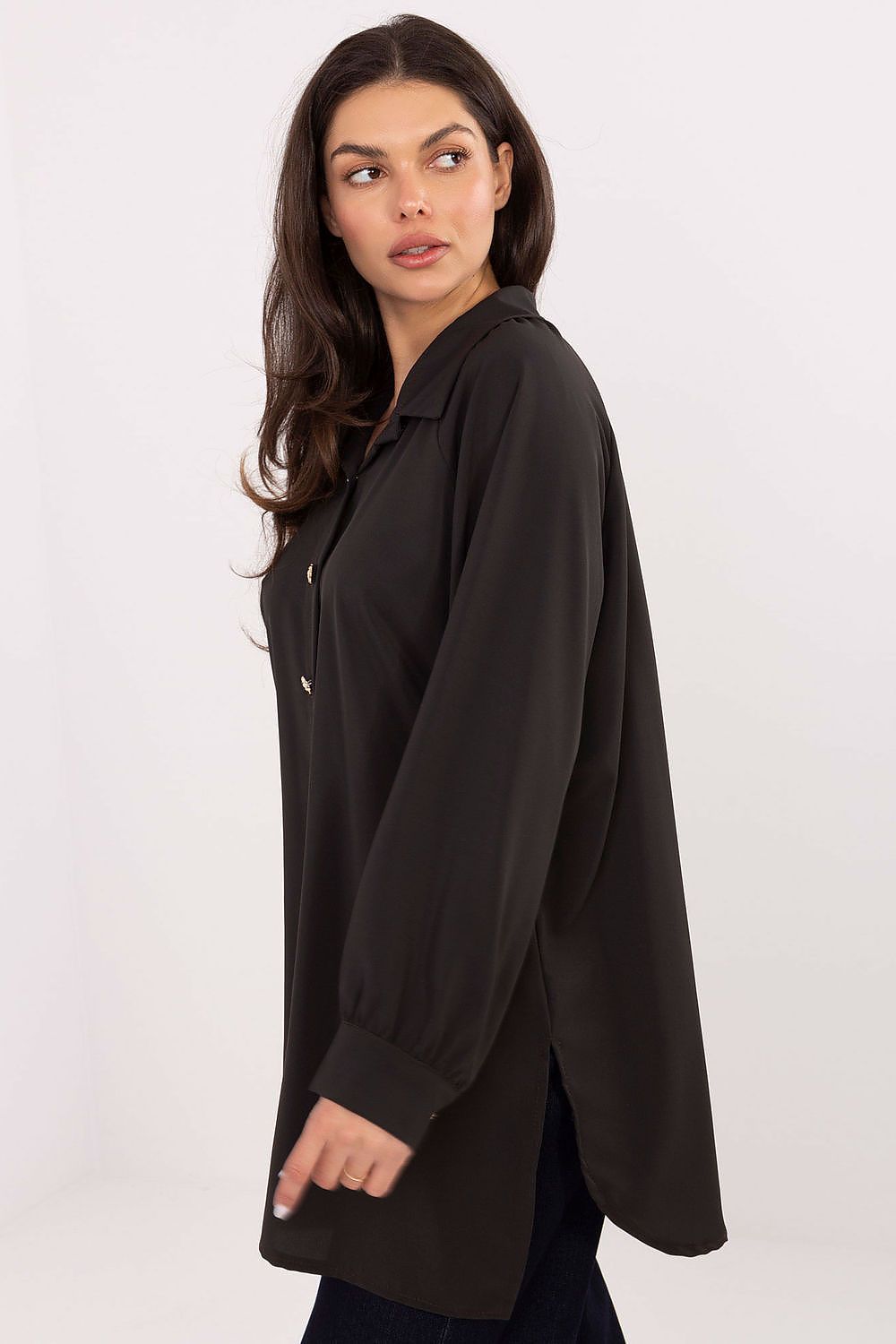 Loose Long Tunic Office Shirt-Women's Shirts-LeStyleParfait