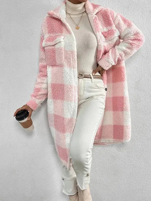 Loose Plaid Women Winter Shirt - Shirt Jacket - LeStyleParfait