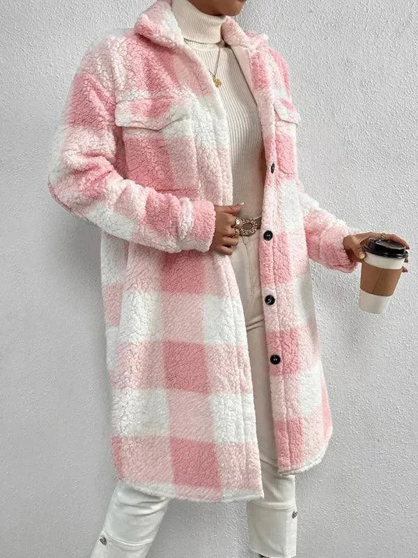 Loose Plaid Women Winter Shirt - Shirt Jacket - LeStyleParfait