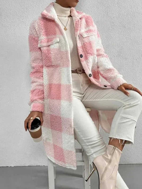 Loose Plaid Women Winter Shirt - Shirt Jacket - LeStyleParfait