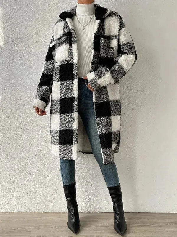 Loose Plaid Women Winter Shirt - Shirt Jacket - LeStyleParfait