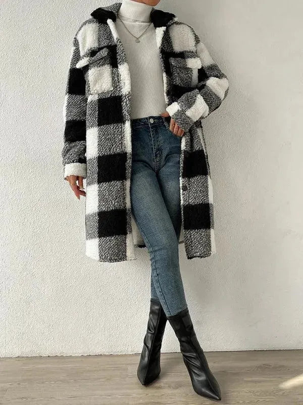 Loose Plaid Women Winter Shirt - Shirt Jacket - LeStyleParfait