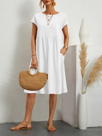 Loose Short Sleeve Summer Dress - Dress - LeStyleParfait