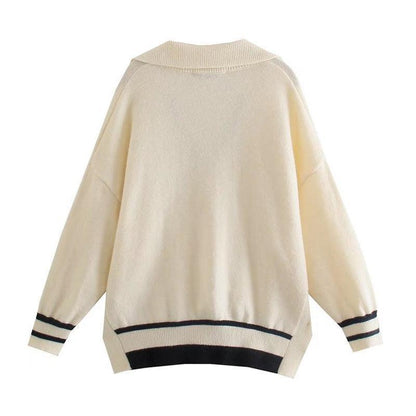 Loose Striped Pullover Sweaters For Women - Pullover Sweater - LeStyleParfait