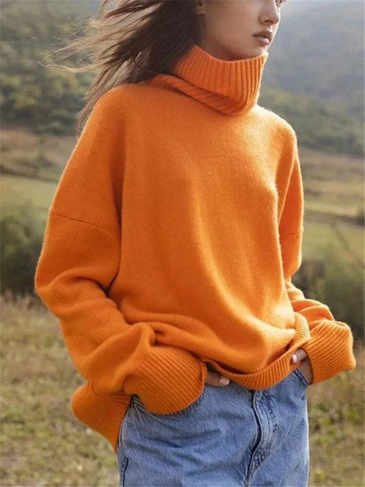 Loose Turtleneck Sweater - Pullover Sweater - LeStyleParfait